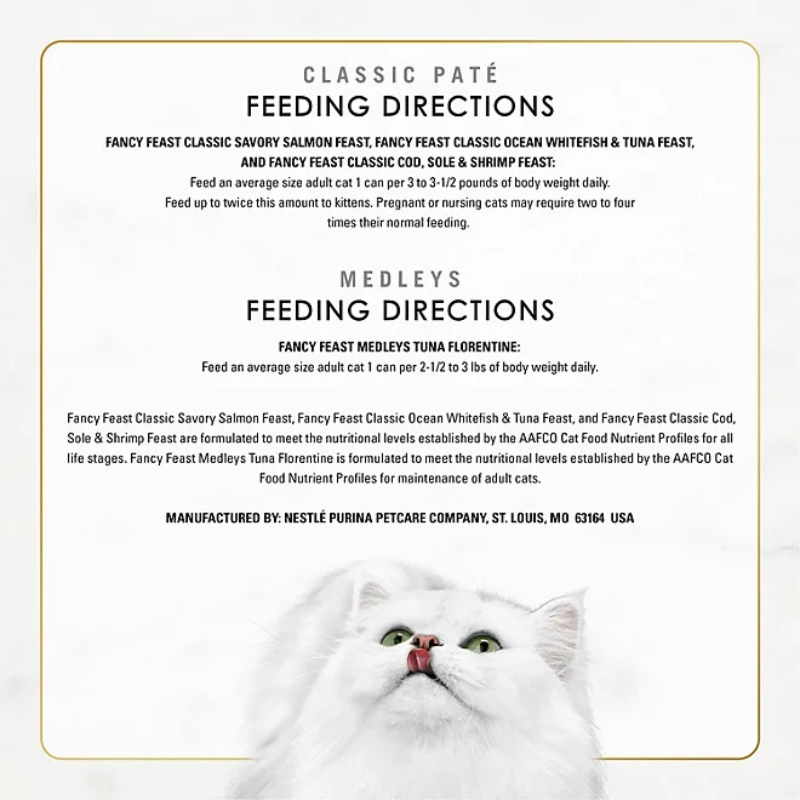 Purina Fancy Feast Variety Pack, Wet Cat Food, Choose Flavor, 48 ct, 3 oz.