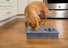 Sassy Paws Wooden Pet Double Diner with Stainless Steel Bowls