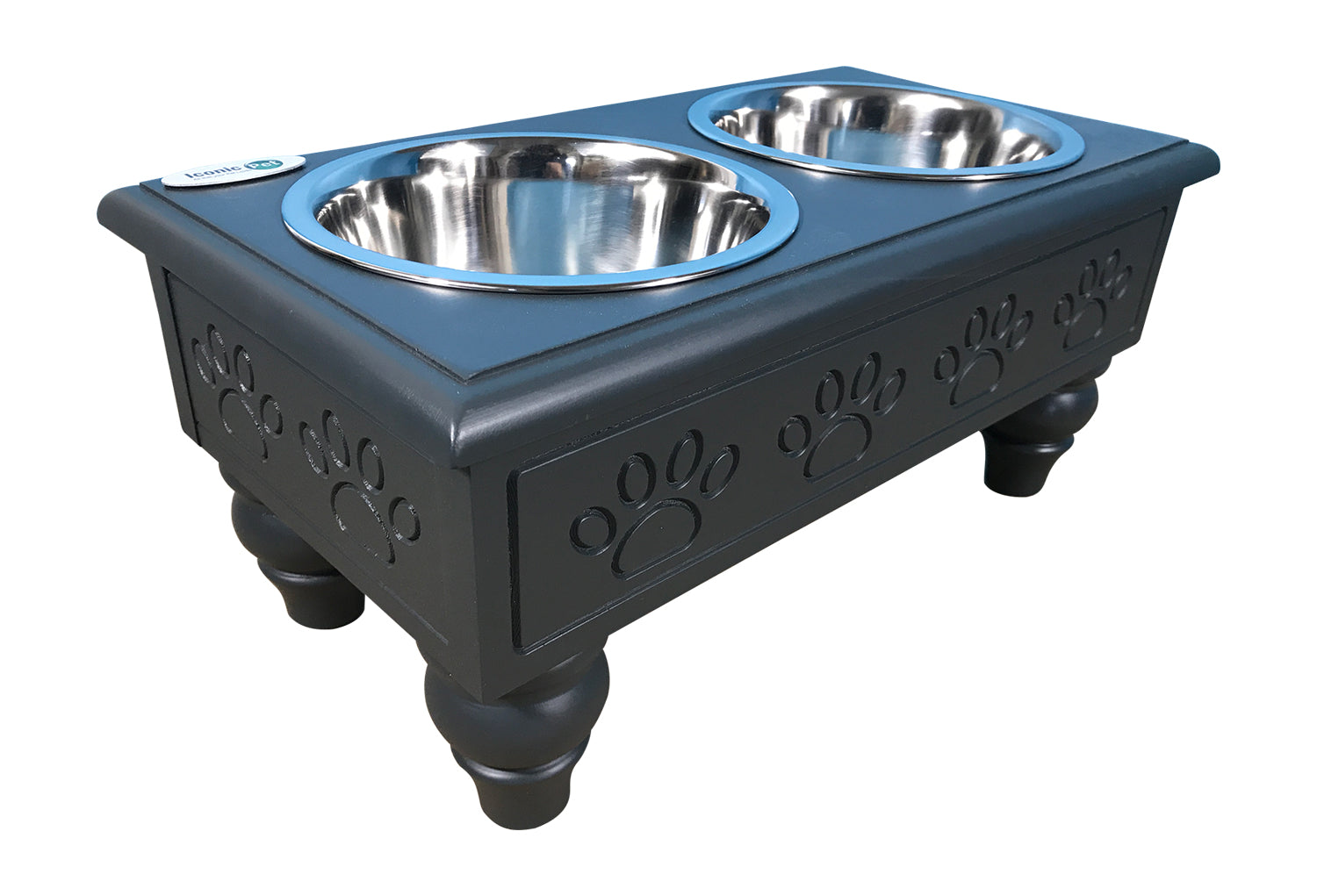 Sassy Paws Raised Wooden Pet Double Diner with Stainless Steel Bowls