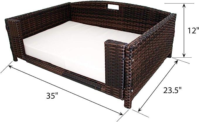 Rattan Rectangular Pet Sofa