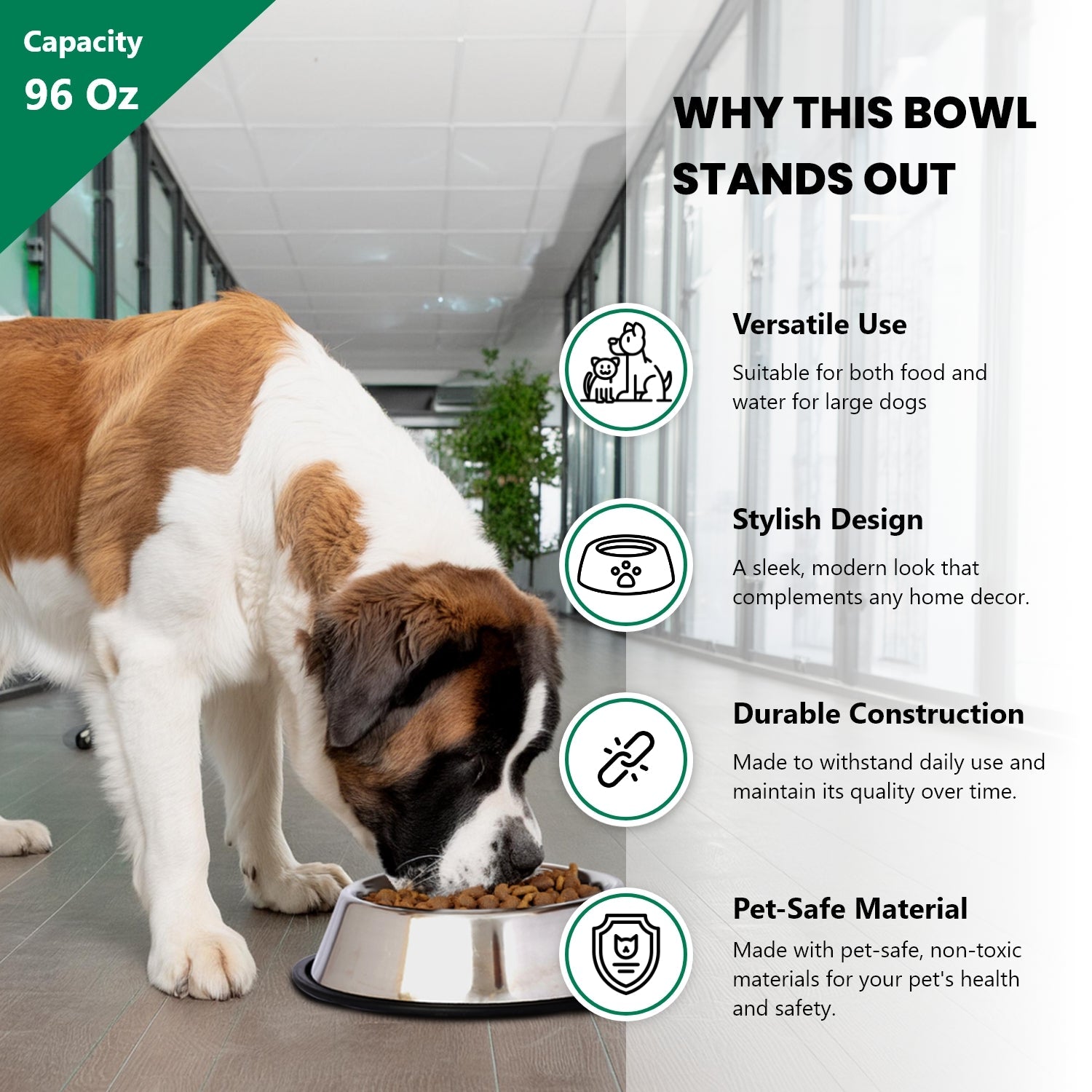 Stainless Steel Non-Skid Pet Bowl for Dog or Cat