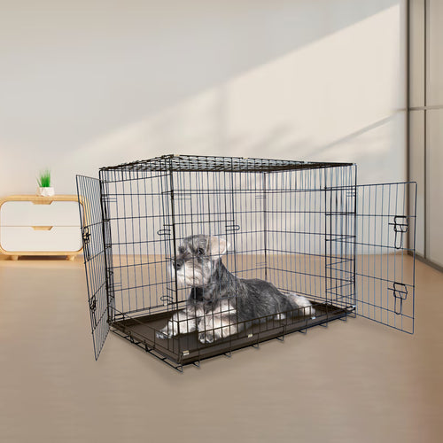 Foldable Double Door Pet Training Crate with Divider