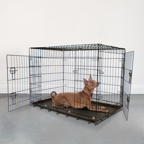 Foldable Double Door Pet Training Crate with Divider