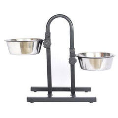 Adjustable Stainless Steel Pet Double Diner for Dog - U Design