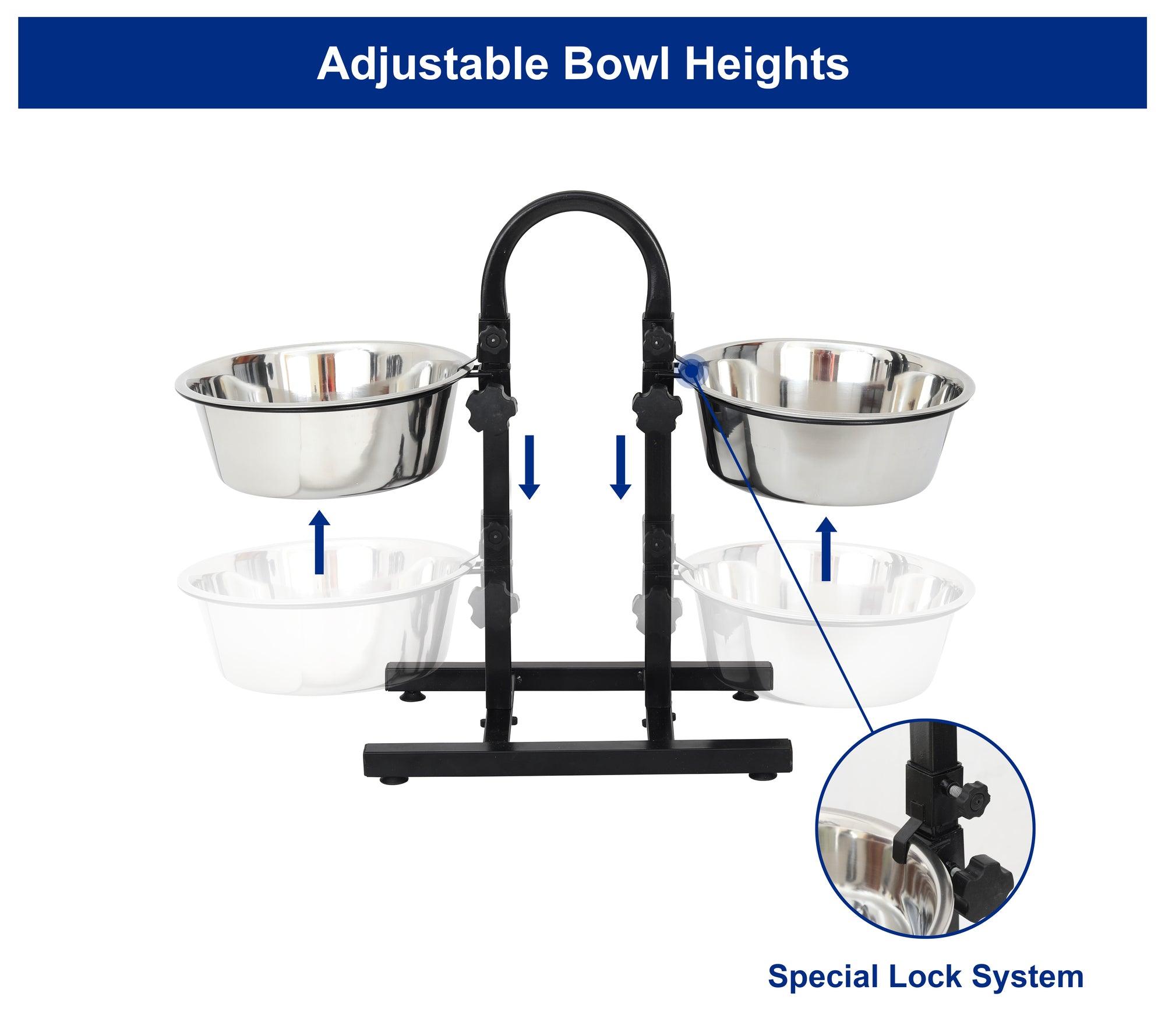 Adjustable Stainless Steel Pet Double Diner for Dog - U Design