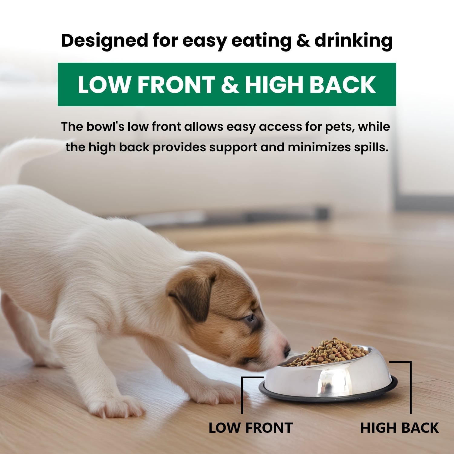 Heavy Weight Non-skid Easy feed High Back Pet Bowl for Dog or Cat