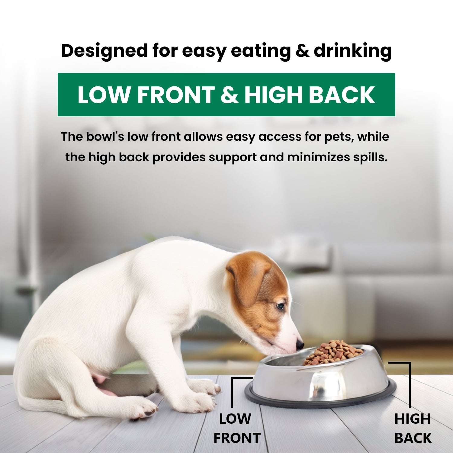 Heavy Weight Non-skid Easy feed High Back Pet Bowl for Dog or Cat