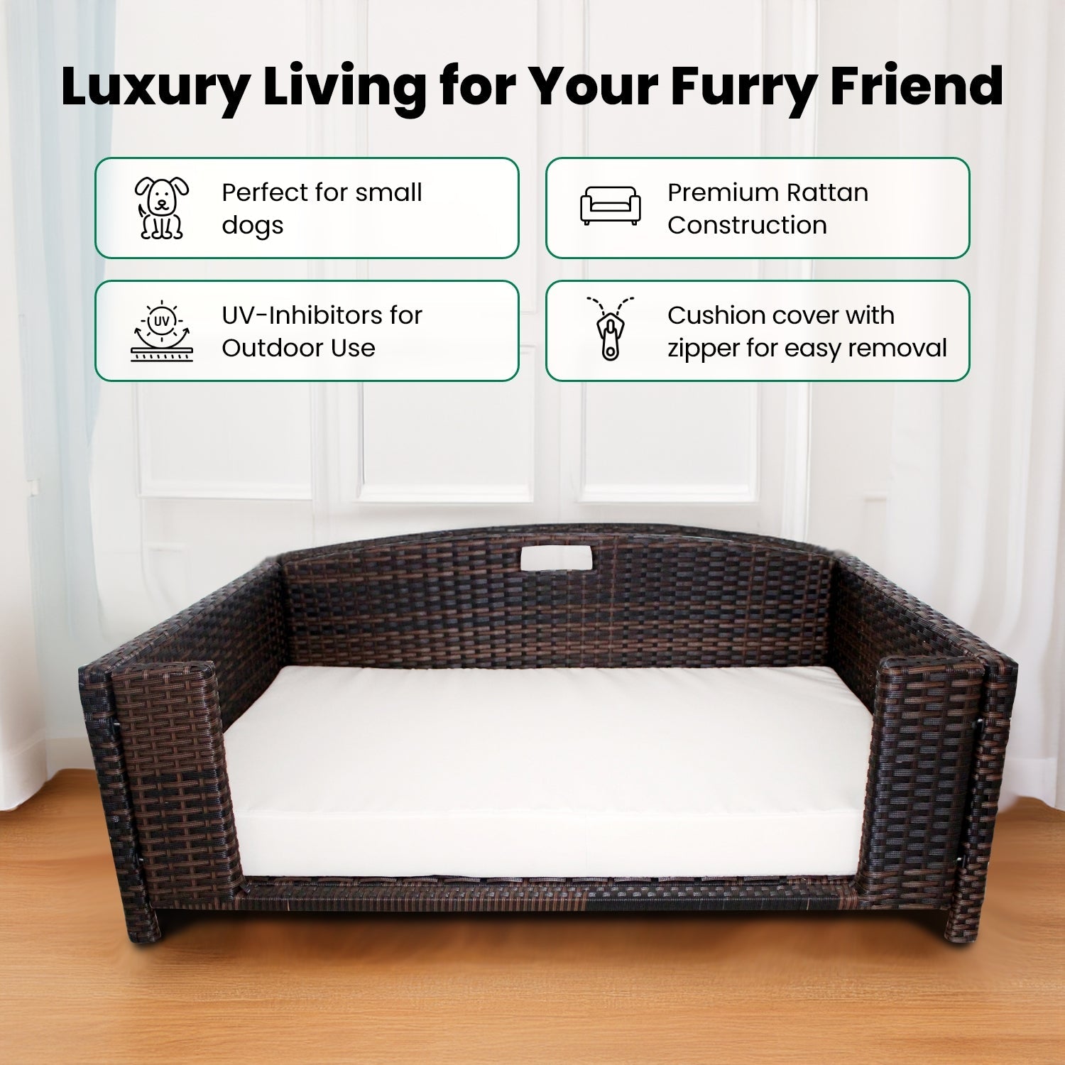 Rattan Rectangular Pet Sofa