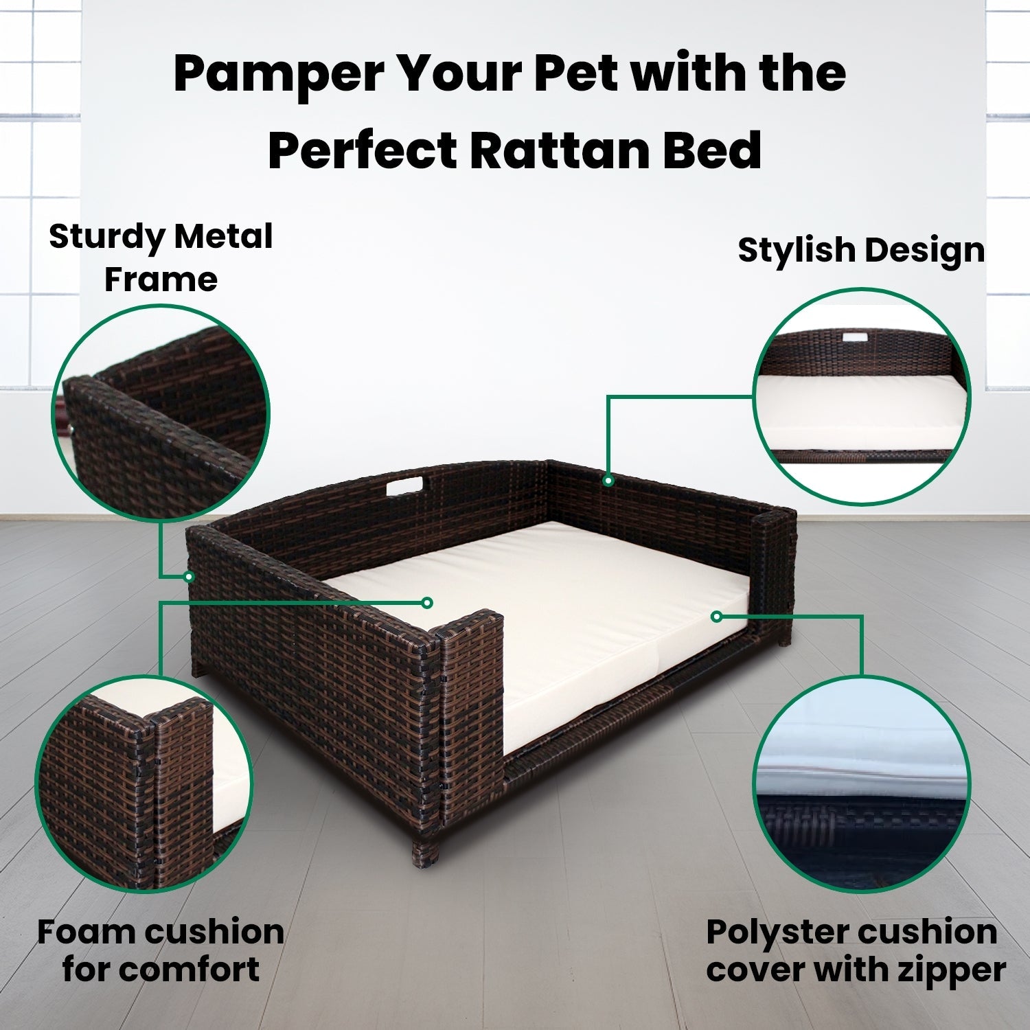 Rattan Rectangular Pet Sofa